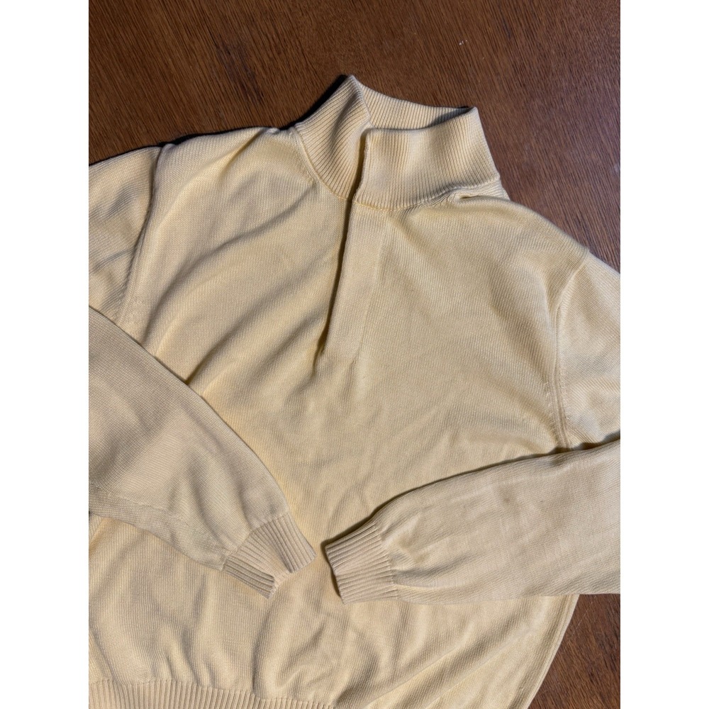 Vintage Brooks Brothers Sweater Mens Yellow Extra Large 1/4 Button Supima Cotton